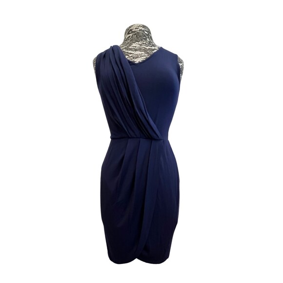 TART Dress Sleeveless‎ Draped Ruched Wrap Navy Blue Fitted Stretch Casual S - Picture 1 of 16